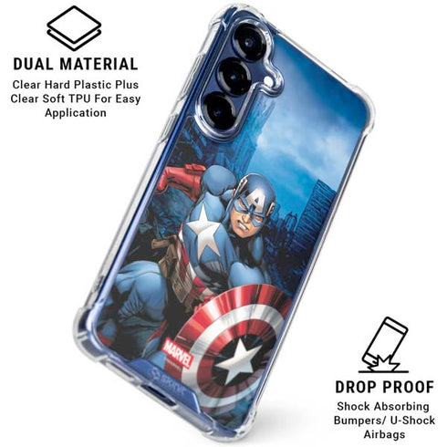 Marvel Captain America Portrait Galaxy S25 Clear Case